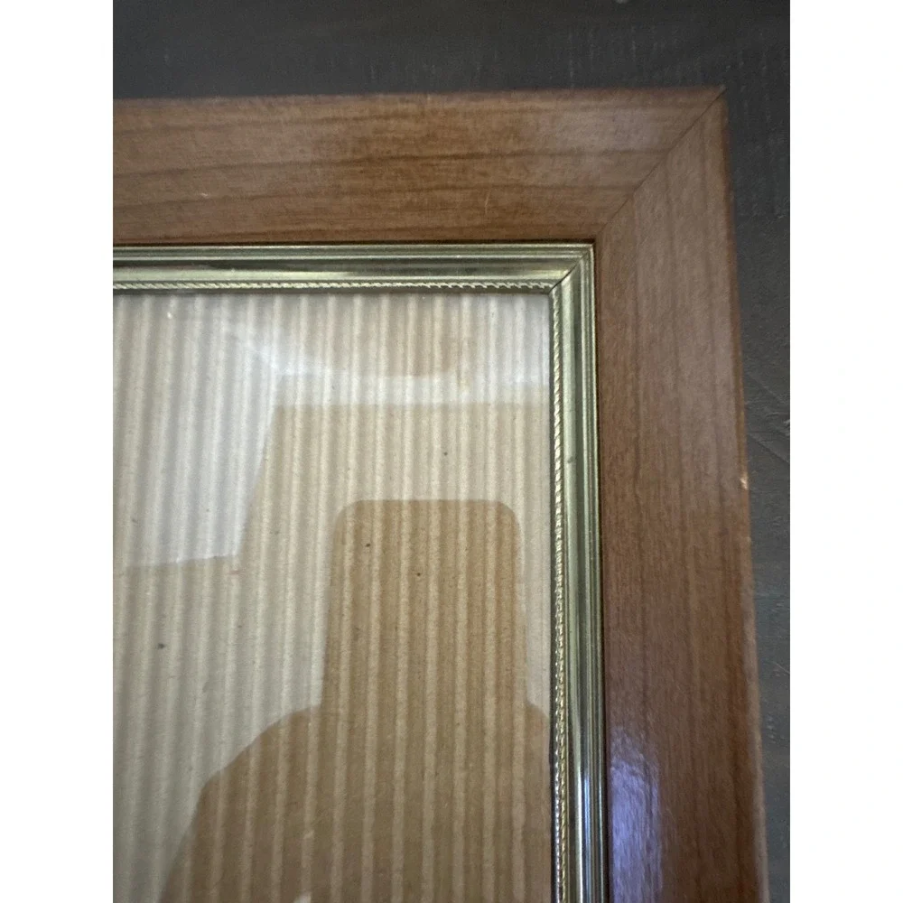 Vintage Wood and Gold Beaded Picture Frame 5x7 Opening Tabletop Wall Mount